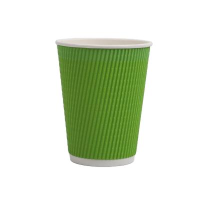 China Recyclable Custom Embossed Double Ripple Printed Eco-Friendly Wallpaper Mug With Lid Factory Wholesales for sale