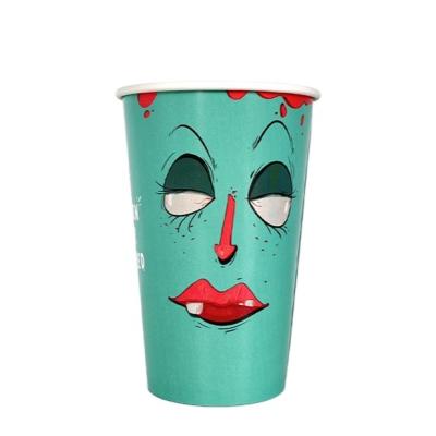 China New Fashion Style Disposable Colorful Custom Logo Disposable Cartoon Ice Cream Cup Eco-friendly Printed Cold Paper Cup for sale