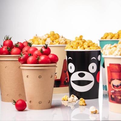 China Wholesale Disposable Food Packaging Eco-friendly Factory Grade Biodegradable Paper Pail With HOL For Tomatoes, Fruits for sale