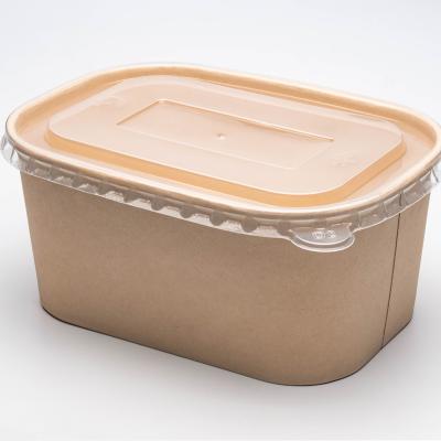 China 1000ml 100% Disposable Paper Bowls Compostable Biodegradable Take Away Rectangular Paper Bowl Custom Logo for sale