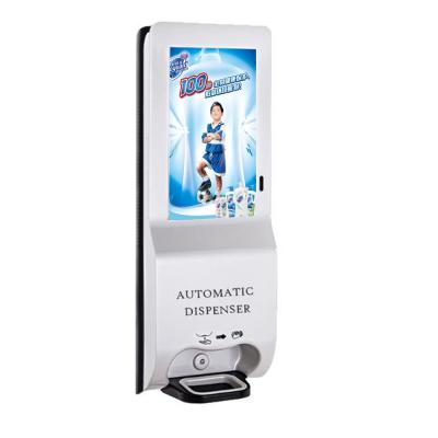 China Indoor Washroom Wall Mount LCD Digital Signage LCD Player Hand Sanitizing LCD Advertising Display with Auto Dispenser for sale