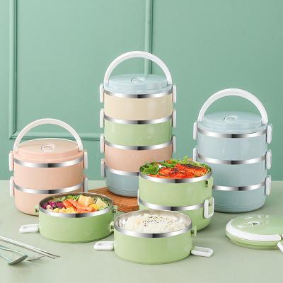 China Sustainable 3-Layer Thermal Insulation Stainless Steel Lunch Boxes for sale