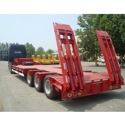 China Lowbed Semi Trailer Axles 40ft Hydraulic Side Covered Or Uncovered 40 Ft Small Flatbed Semi Trailer for sale