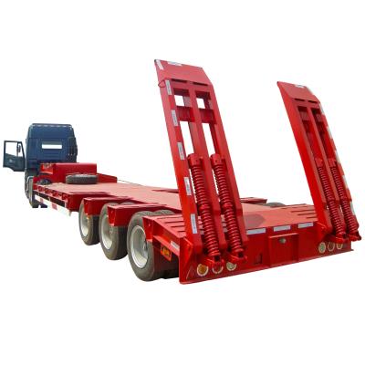 China Lowbed semi trailer truck lowbed by hydraulic extendable trailer covered or uncovered semi lowbed semi trailer for sale