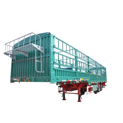 China Medium And Long Distance Goods 3 Axle Animal Transport Stake Barrier Semi Trailer Heavy Bulk Cargo Barrier Semi Trailer For Sale for sale