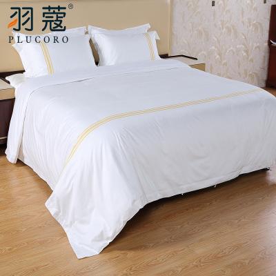 China Nondisposable Supply Nondisposable Cotton Hotel Grid Design 4pc White Single Hotel Bed Linen For Five Star Hotel for sale