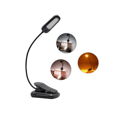 China Hot Selling New Bedroom Amazon Night Lamp Portable USB Rechargeable Flexible Clip On LED Reading Book Light for sale