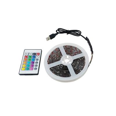 China Indoor TV Embed Back Flexible Lighting Adhesive Backing USB Remote Control Waterproof 3M 5050 RGB LED Light Strip for sale