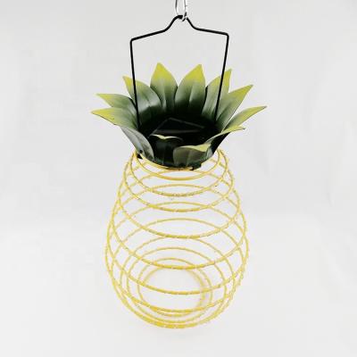 China Outdoor Hanging Garden Metal Spring Led Spiral Pineapple Solar Light for sale