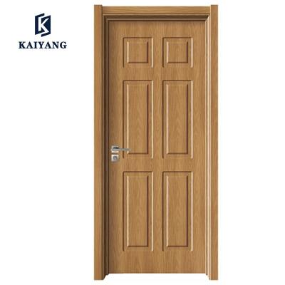 China Modern Flush Interior Cheap Price PVC Single Bathroom Wooden Door Finished MDF Bedroom Door Design for sale