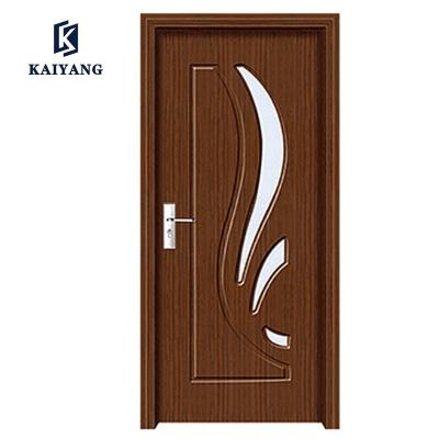 China New Europe MDF Modern Interior Modern PVC Door Wooden Glass Door Bathroom Door Design for sale