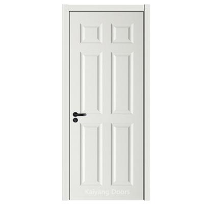 China Front Wooden Interior Solid White Modern Entry Doors Swing Modern MDF Hotel Side Opening Finished 1 YEAR for sale