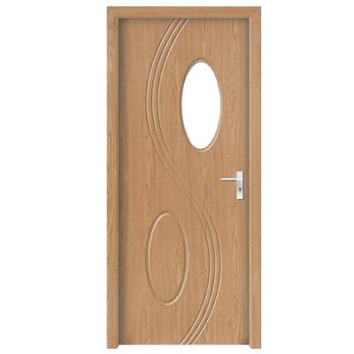 China Modern Interior Soundproof Wooden MDF Door Skin Glass Romaniahot PVC Door Single Designs Home HouseBedroomBathroom for sale