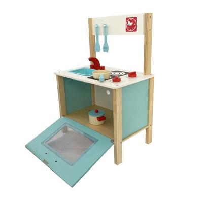 China New Fashion Educational Preschool Cooking Play Miniature Pretend Play Cooking Wooden Kitchen Play Set Toy for sale