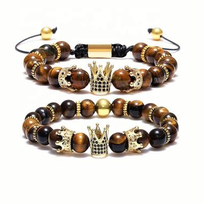 China King Queen Luxury Charm Couples Jewelry Environmentally Friendly Bracelet Bead Crown Adjustable Bracelet For Women Men for sale