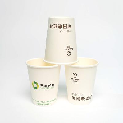 China 12oz Liner Paper Cup Biodegradable Water Based Custom Raw Material Logo Single Wall Plastic Free for sale