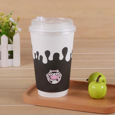 China Disposable Custom Company Logo Printed Double Wall Soft Drink Cold Double Layer Paper Cup for sale