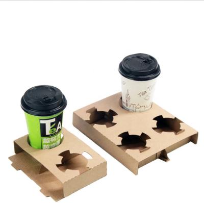 China Disposable Coffee Milk Restaurant Cardboard Paper Cup Carrier Holder Takeout Tray for sale