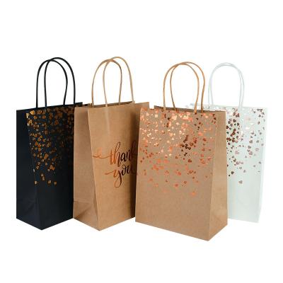 China Logo Thank You Take Away Brown Disposable Biodegradable Reusable Eco-Friendly Printing Paper Bags With Handle for sale