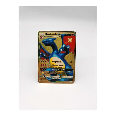 China Full Metal Cards Full Metal Cards Charizard Direct Selling Stainless Steel Metal Card Game Anime Battle Gold Collectible Pokemon Card Toys for sale