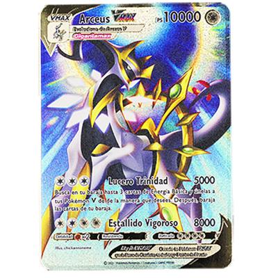 China 10000PS Arceus Vmax Pokemon Cards Eco-friendly Metal Material 10000PS Arceus Vmax Pokemon Cards Metal Spanish Pikachu Charizard Vstar Kids Gift Game Collection Limited Cards for sale