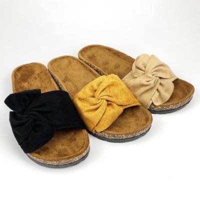 China Wholesale Anti-slip Newly Designed Fleece Vamp PVC Cork Sole Shoes Outdoor Women Slippers for sale