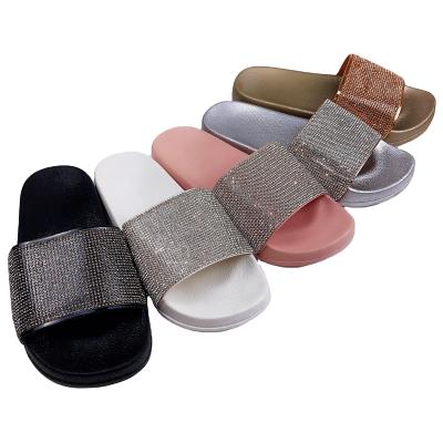 China Fashion Trend Diamonds Slippers Wholesale Cheap Slides For Women Fashion Outdoor Summer Sandals For Stats Custom Made Amazon eBay Ladies Flat Slipper for sale