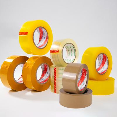 China 100m Waterproof Strong Adhesive Opp Logo Sealing Clear Packaging Tape Custom Bopp Printed Yellow Brown Box Packing Tape for sale