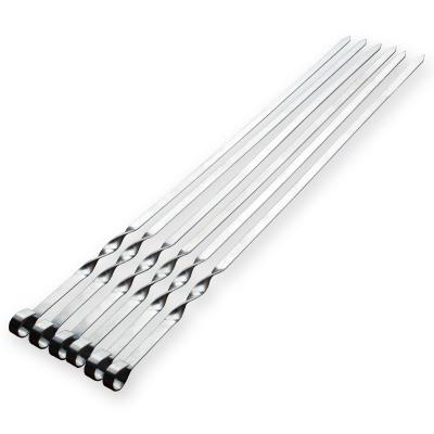 China 6pcs Easily Cleaned BBQ Spits Reusable Stainless Steel BBQ Sticks Flat Cooking Grill Spits Household Camping Kitchen Tools for sale