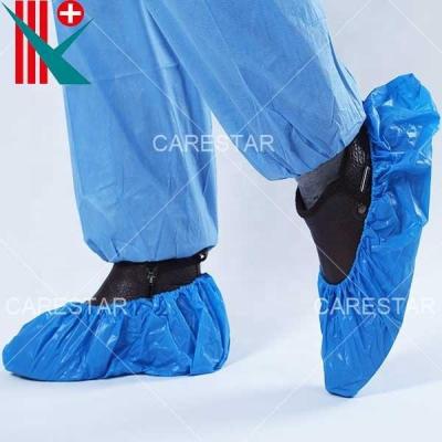 China Lightweight disposable CPE shoe cover, blue, 15x41cm 4.0g/pc, handmade for sale