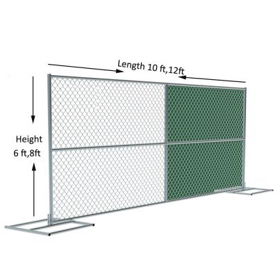 China Wholesale 2021 Galvanized Easily Assembled Used American Standard Rental Removable 6x10ft Chain Link Construction Fence Temporary Panels For Sale for sale