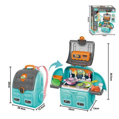 China 2 in 1 2 in 1 Children's Tableware School Bag Backpack Simulation Cooking Toy Set for sale