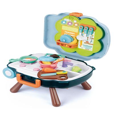 China Light Music Kids Suitcase Cooking Kitchen Set Toys For Kids With Light And Music for sale