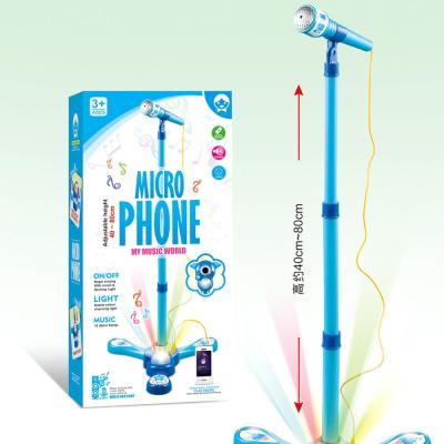 China Adjustable Karaoke Microphone Music Kids Stand Microphone Toys Environmental Toy Material With Light for sale