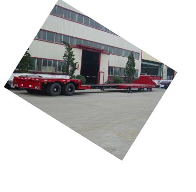 China Truck Trailer 15-19m Three Axle 15m Length Extendable Platform Low Bed Semi Trailer for sale