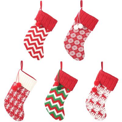 China Popular Christmas Gift Wholesale Christmas Decorate Knitted Christmas Stocking Christmas Hanging Socks for sale