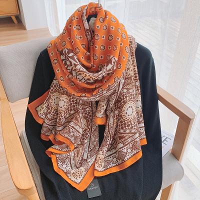 China Medium High Quality Simple Muslim Women's Hijab Cotton Scarves Printed Long Big Shawls Scarves for sale