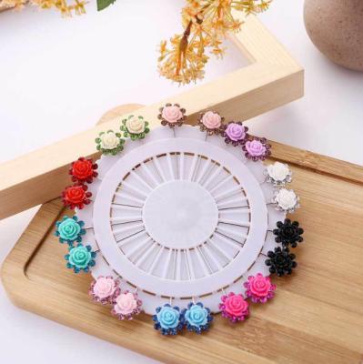 China Fabric Decoration Party Wedding Diamond Brooch Pin Muslim Hijab Scarf Pins For Women Safety for sale