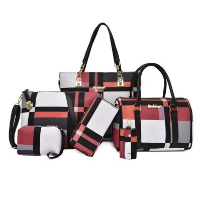 China High-grade six-piece mother bag set women's bag 2022 spring fashion Korean version large-capacity plaid bag for sale