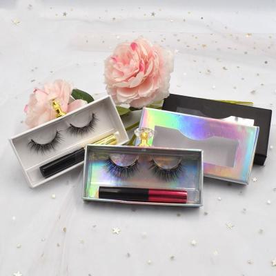 China Natural Magnetic 3D Eyelashes 5 Magnetic Lashes Magnetic False Eyelashes Magnets Logo Custom Packaging Box for sale