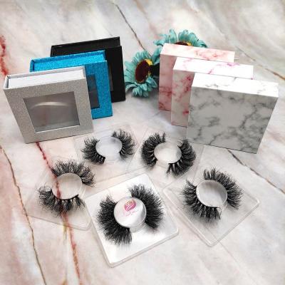 China Popular factory price thick eyelash 3d mink eyelashes 25mm real eyelashes with customized packaging box for sale