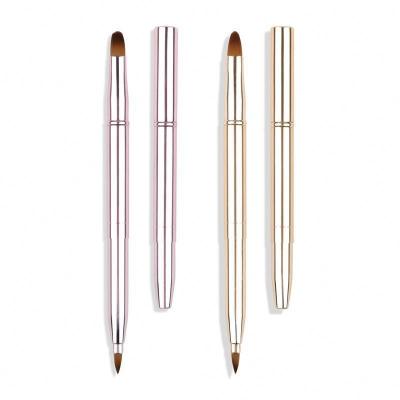 China Angular Blush Portable Double End Retractable Lip And Eye Makeup Brush Customized Logo Cosmetic Brush for sale