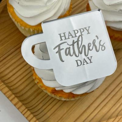 China Mini Acrylic Disc Dad Fathers Day Acrylic Cupcake Topper Birthday For Cake Decoration for sale