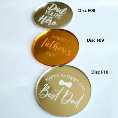 China Mini Acrylic Disc Fathers Day Acrylic Cupcake Topper For Cake Decoration for sale