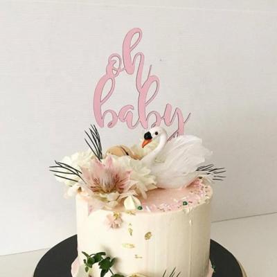 China Custom Acrylic Baby Oh Birthday Cake Topper For Baby Shower Party for sale