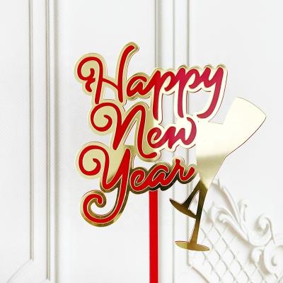 China New Arrival Acrylic Happy New Year 2022 Cake Topper For Cake Decoration for sale