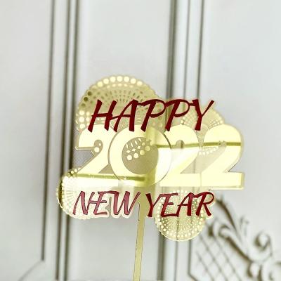 China New Arrival Acrylic Happy New Year 2022 Cake Topper For Cake Decoration for sale