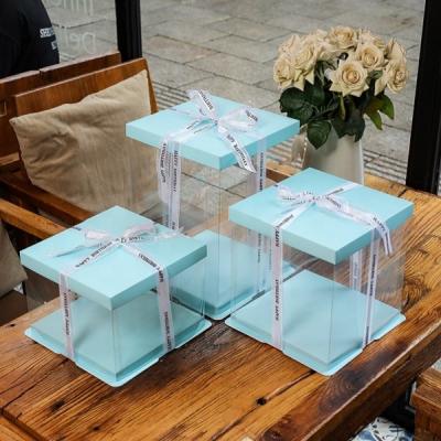 China PET Disposable Wedding Paper Card 4 to12 Inch Clear Gift Cake Box for sale