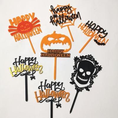 China New Arrival Acrylic Cake Accessory Happy Halloween Acrylic Cake Toppers for sale