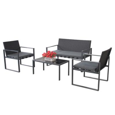 China 4Pcs Garden Furniture Sofa Set Outdoor Leisure Chair Coffee Table Belt Seat Rattan Back Blend Morden Contemporary Style for sale